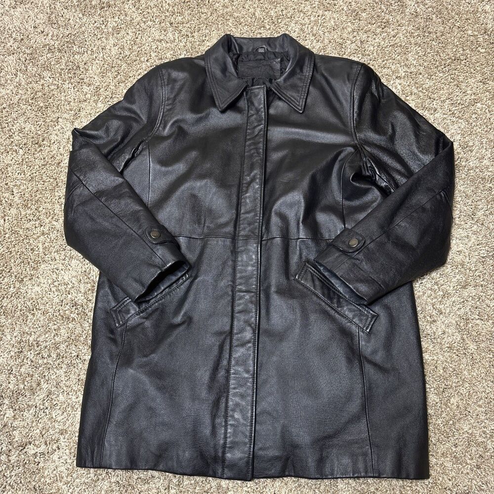 VTG Jacqueline Ferrari Jacket Coat Women Large Tall 80s Leather